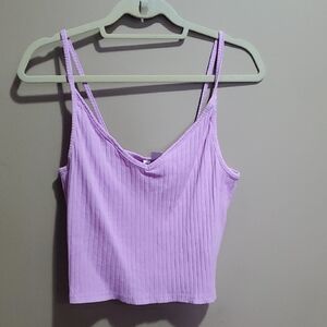 Divided H&M Lavender Ribbed Crop Top Size Large